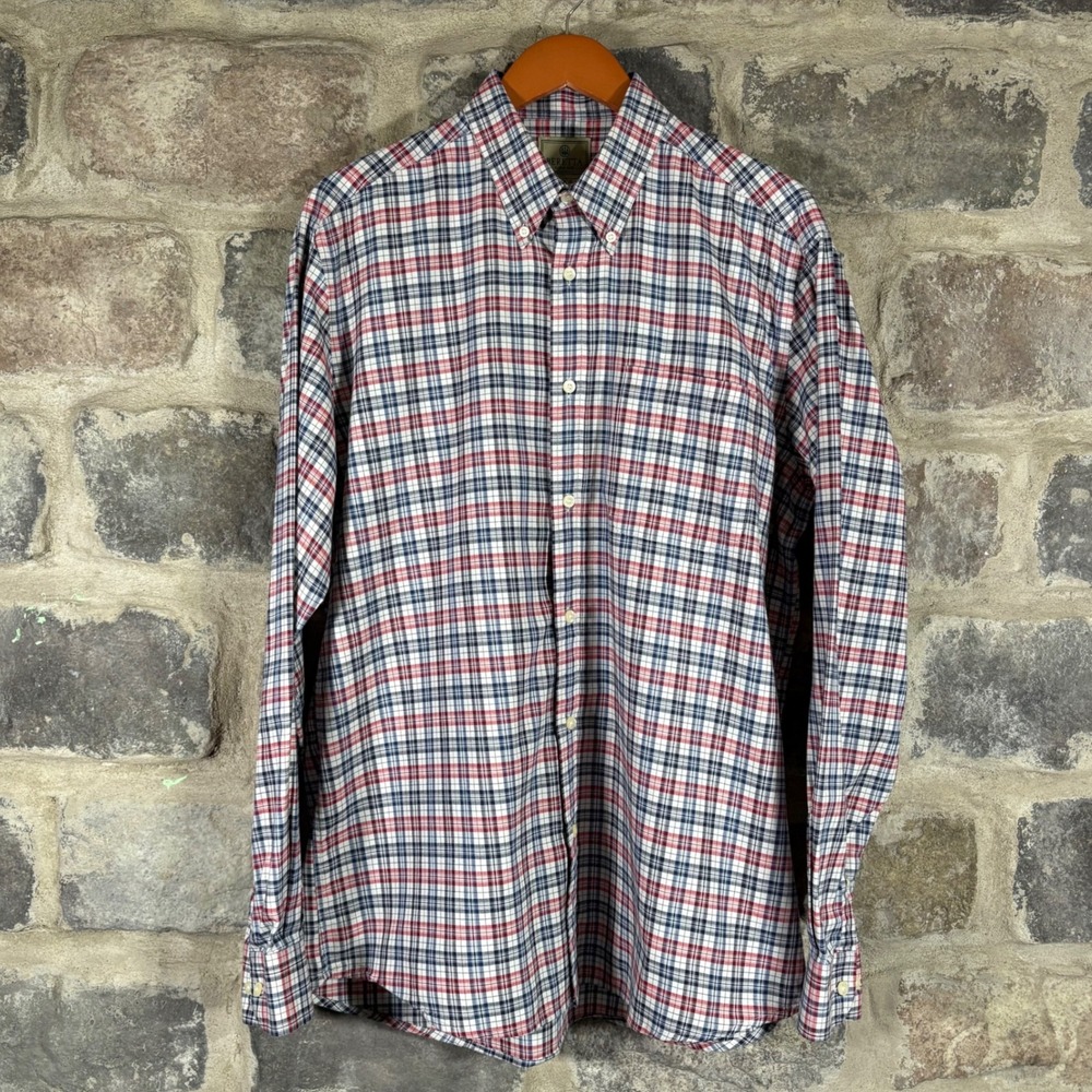 Beretta‎ Men's L Button Down Long Sleeve Plaid Checkered Shirt Classic Corpcore